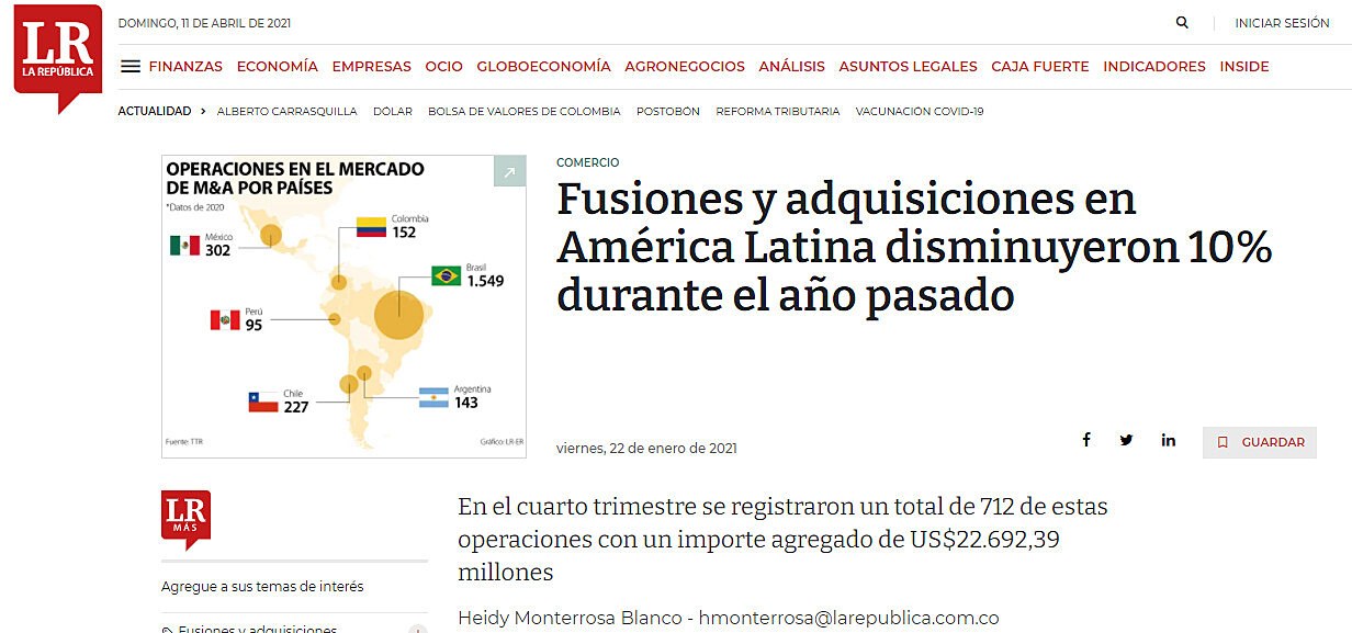 Fusiones y adquisiciones en Amrica Latina disminuyeron 10% durante el ao pasado